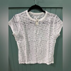 Aerie Vintage White Lace Short Sleeve Top